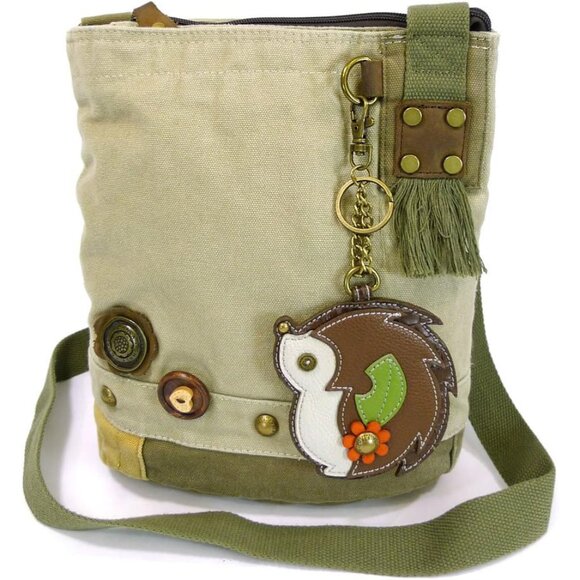 Chala Cotton Canvas Patch Crossbody Bag Purse - Hedgehog, Sand NWT - Picture 1 of 9